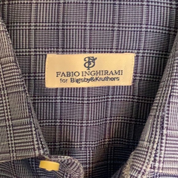 MENS SHIRT BLUE CHECK FABIO INGHIRAMI L PERFECT - Picture 3 of 6